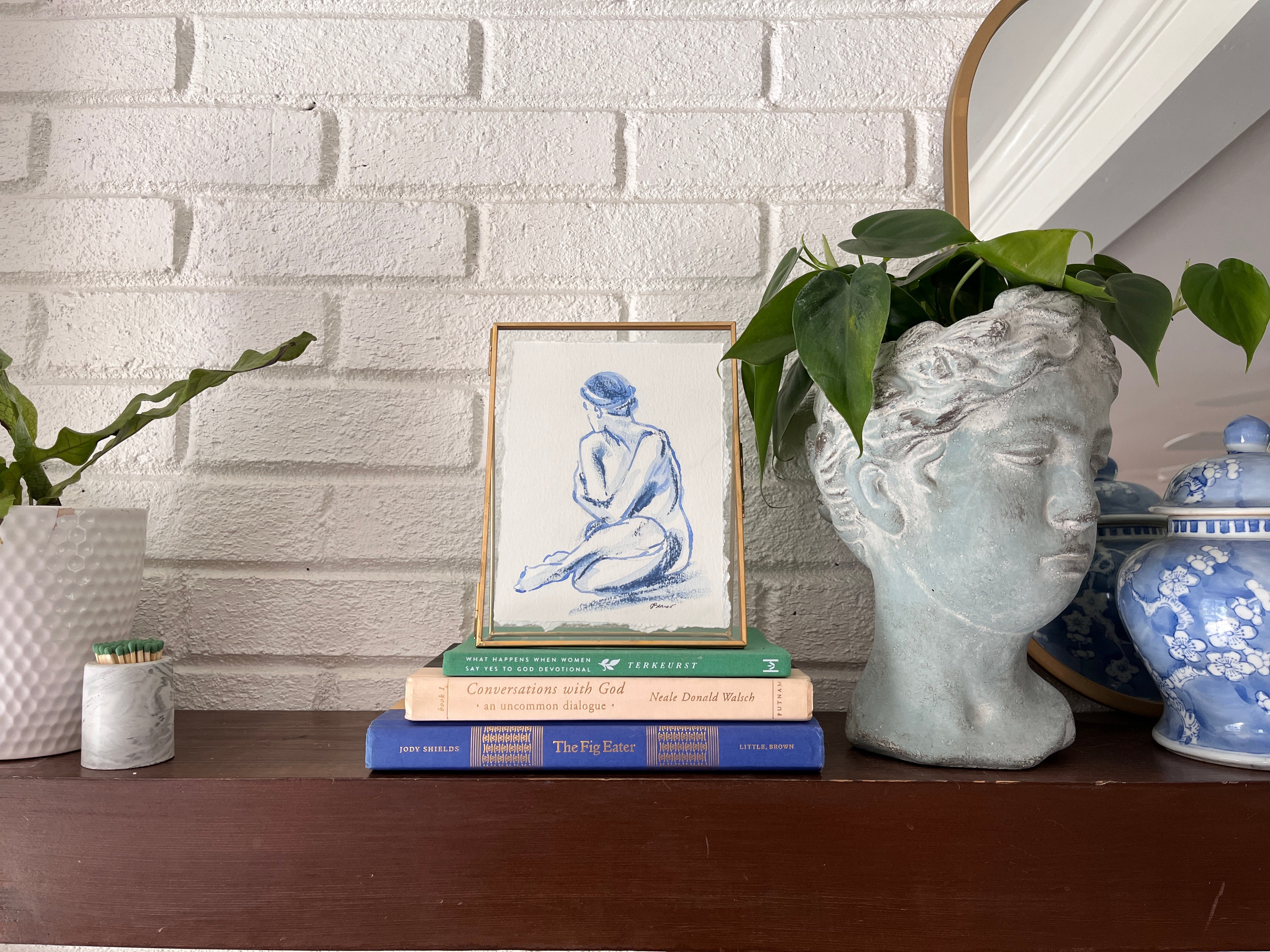 styling with framed watercolor figure drawing