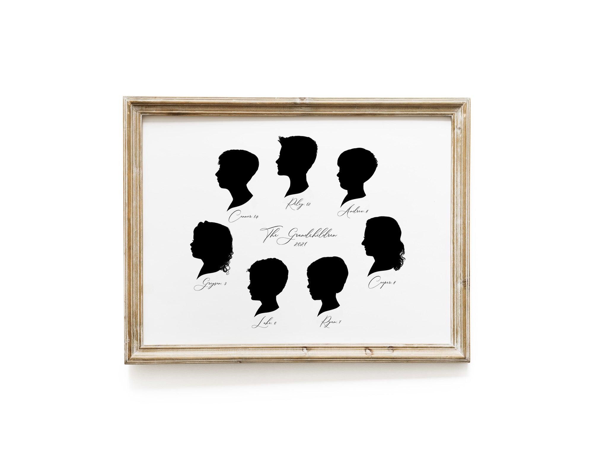 Family silhouette featuring a group of grandchildren