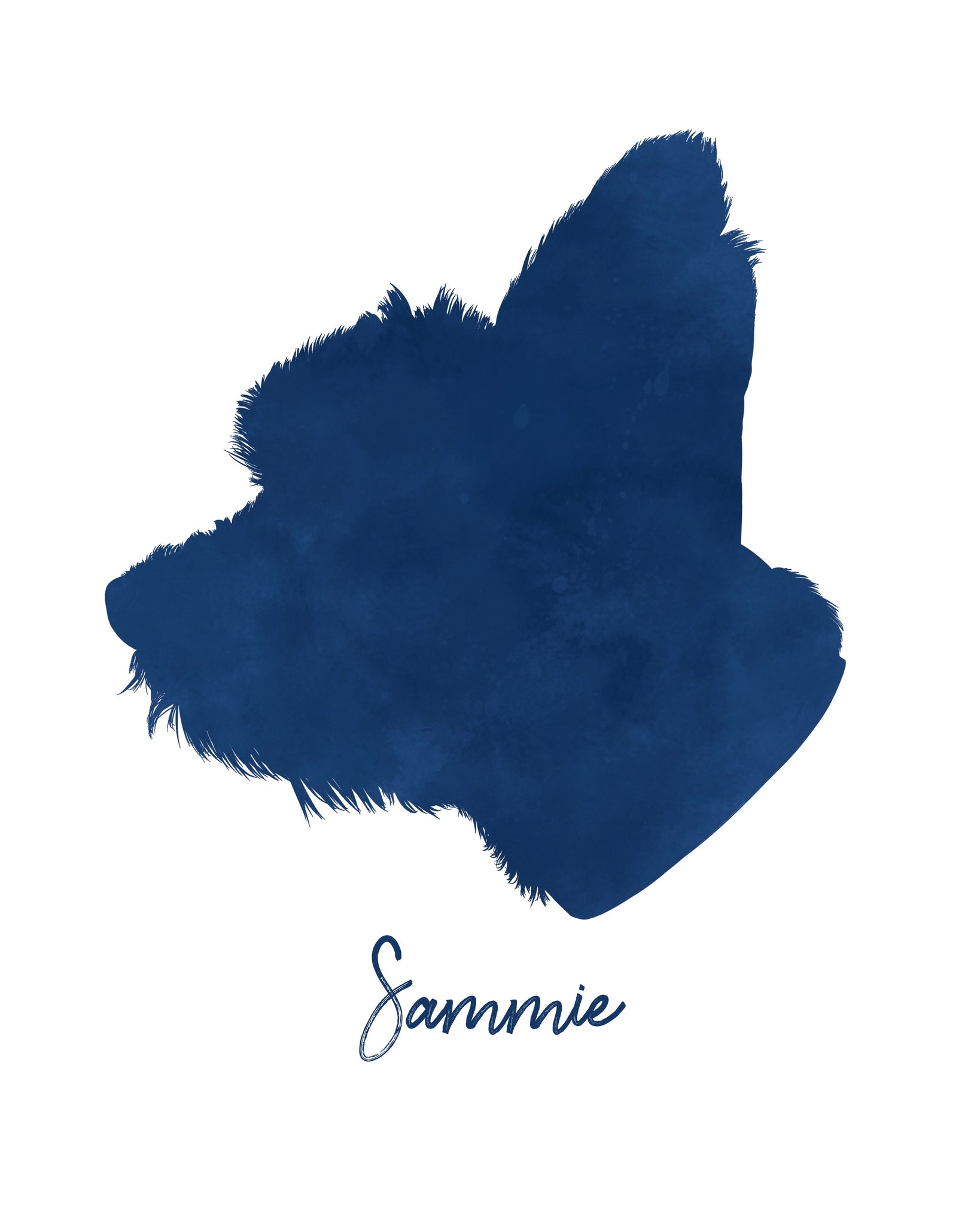 Pet silhouette in a navy watercolor effect