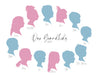 A print of pink and blue grandsons' and granddaughters' silhouettes