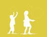Silhouette drawing of children playing with bubbles