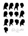 Black custom silhouettes of a family 